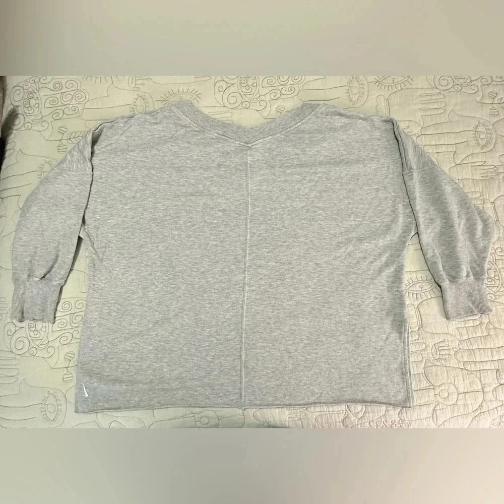Nike Yoga Women's Fleece Cover Up Grey Heather Size XL Oversized V-neck - Picture 3 of 9